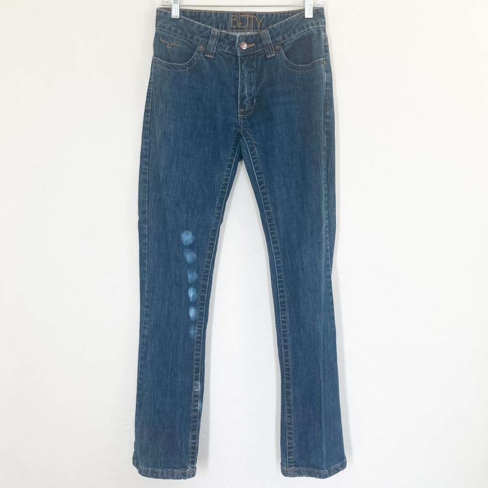 Kimes Ranch Betty Straight Leg Mid Rise Dark Wash Jeans Size 2/32